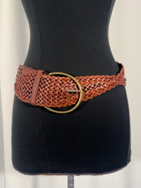 Vintage Accessories - Vintage Chunky Brown Woven Leather Belt